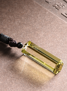 天然黄水晶六棱柱灵摆能量石原石雕刻男女款吊坠项链饰品挂件礼物