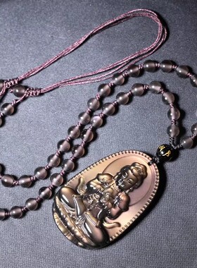 孤品金眼冰种黑曜石生肖羊猴本命佛吊坠男女项链大日如来菩萨