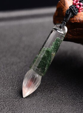天然绿幽灵文昌笔吊坠