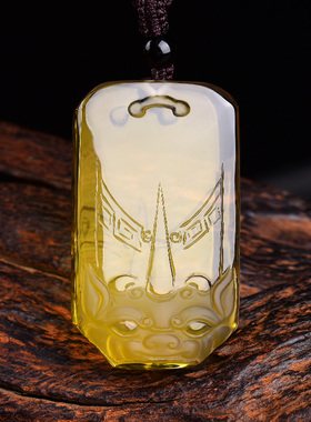 精工天然黄水晶吊坠招财貔貅项链