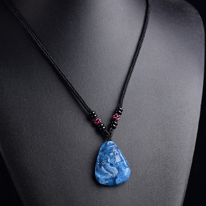 宫妃天然海蓝宝龙牌蓝水晶女士挂坠 宫妃项坠/吊坠