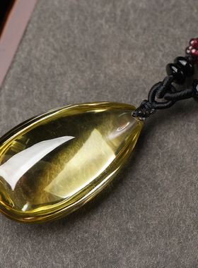 天然黄水晶银山金字塔水滴吊坠挂件原石圆牌平安牌子男女项链礼物