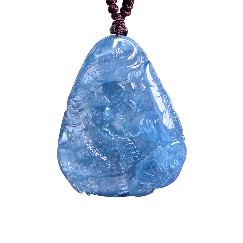 宫妃海蓝宝龙牌深蓝色水晶饰品项坠 宫妃手链