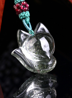 绿幽灵水晶项链狐狸吊坠