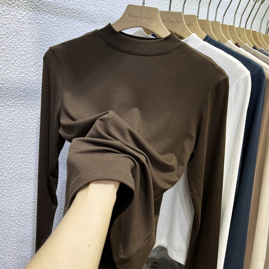 Long-sleeved thin small stand collar half high collar modal cotton