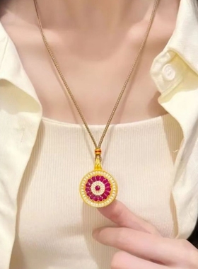 金包银工艺可转动太阳花项链