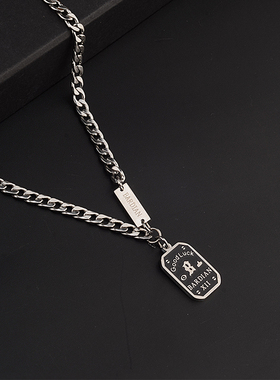 ins嘻哈小众钛钢项链好运铭牌