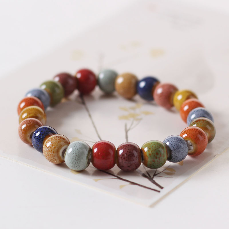 Ceramic Bracelet 景德镇陶瓷饰品新款时尚花釉珠子手链民族风 - 图2