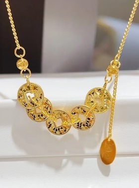 足银五帝钱币项链女新中式项链