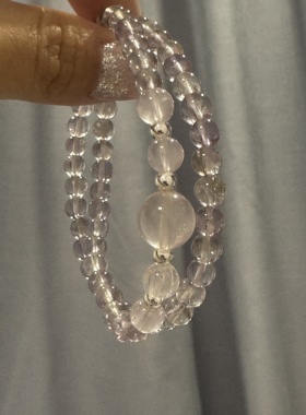 天然水晶紫水晶双圈手串女简约风格高级双圈设计爆款天然水晶手串