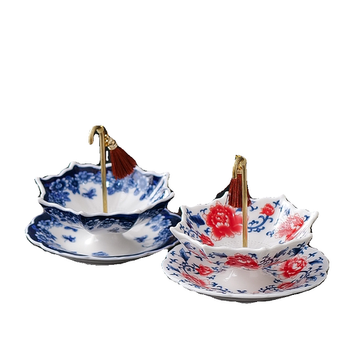 创意青花雨伞茶漏茶滤陶瓷茶叶过滤网茶道配件茶桌茶台装饰品摆件 - 图3