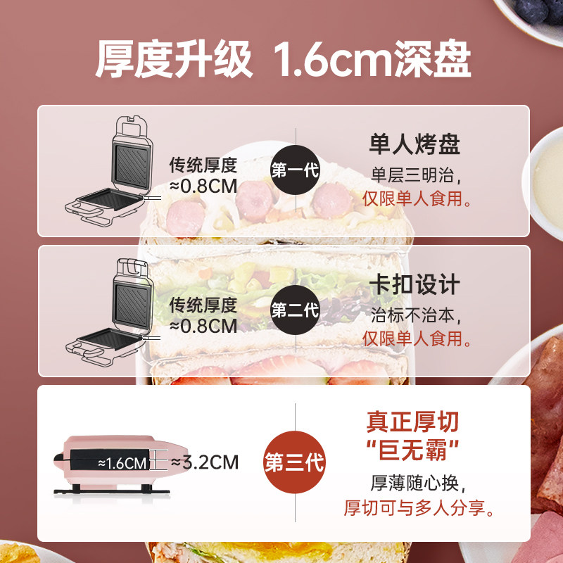 srue厚夹三明治家用加厚早餐机 srue三明治机