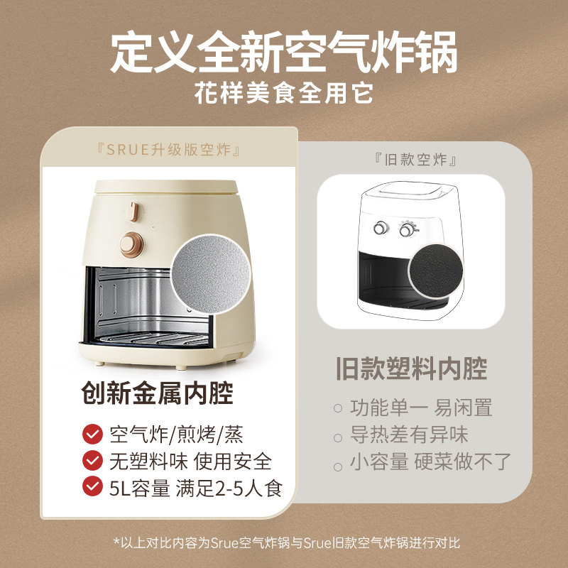 srue西松全金属内腔家用5l空气炸锅 Srue空气炸锅