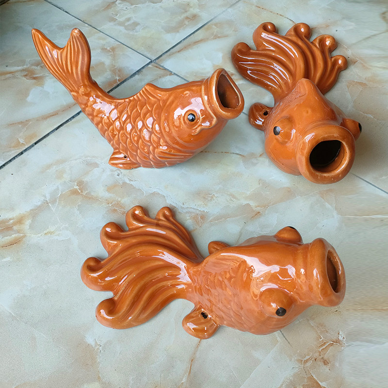 陶瓷金鱼出水口鱼嘴排水口鲤鱼阳台装饰鱼吐水鱼屋顶排水喷水佛山,淘宝优惠券,粉丝福利购,淘宝优惠卷