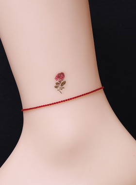 招财红绳手链本命年女款转运红色脚链蜡线编织手绳脚绳女好运闺蜜