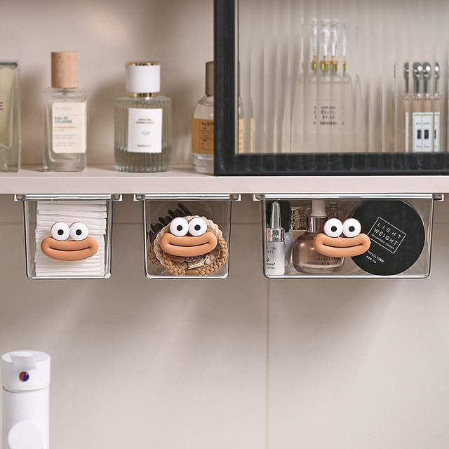 Washer sink countertop storage box mirror cabinet makeup removal cotton cosmetics finishing box cotton swab bathroom cabinet punch-free storage rack