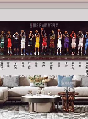NBA众星投篮科比詹姆斯乔丹客厅沙发装饰画篮球人物球星体育挂画