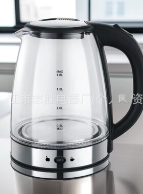 跨境欧规家用高硼硅glass electric kettle保温电热水壶