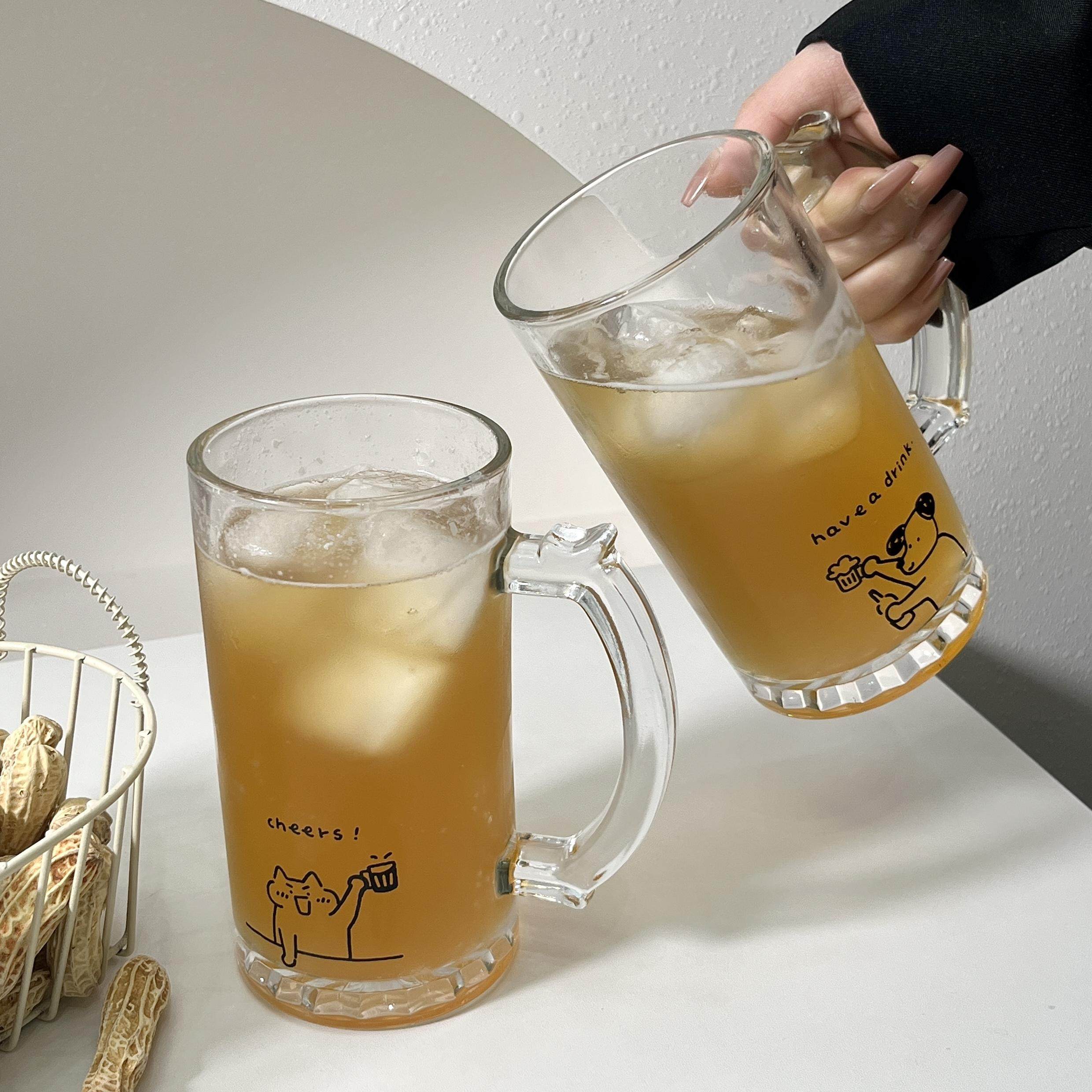 原创大容量扎啤杯玻璃杯家用带把精酿啤酒杯果汁饮料冰咖啡杯商用,淘宝优惠券,粉丝福利购,淘宝优惠卷