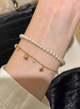 s925纯银爱心流苏锆石手链女生2025年新款轻奢小众精致感手饰