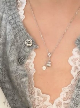 纯银s925拉丝工艺葫芦福禄金币项链精致轻奢感小众锁骨链