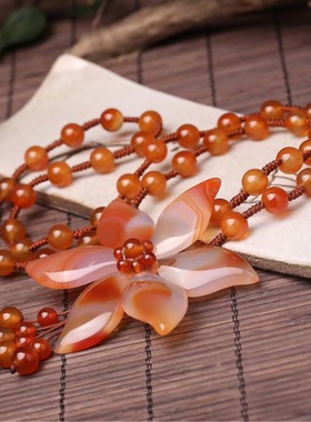 玛瑙毛衣链民族风百搭玉石吊坠