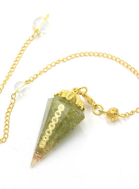 天然石锥形树脂水晶灵摆吊坠批发流行摆件项饰挂饰外贸饰品批发