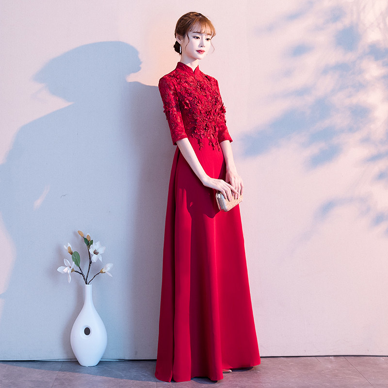 新娘2020新款中式长袖显瘦女晚礼服 森度凡礼服/晚装