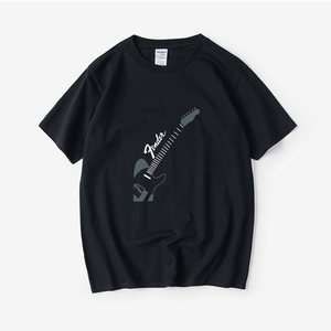 芬达吉他贝斯乐器芬德Fender爵士摇滚音乐队T恤短袖潮衣服男女圆