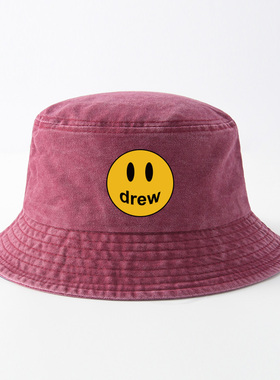 DREW笑脸贾斯汀比伯同款高街帽子渔夫帽男女遮阳帽盆帽情侣户外休