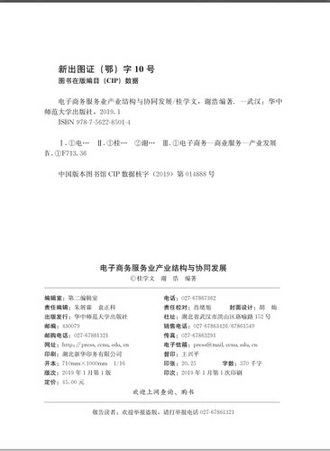 电子商务服务业产业结构与协同发展/桂学文  谢浩/9787562285014/华中师范大学出版社 - 图1