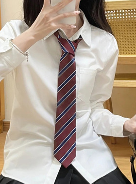 红色领带女jk日系校供感领带手打