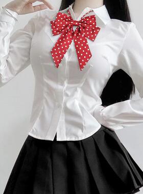 校服双层巨长柄jk斜角衬衫
