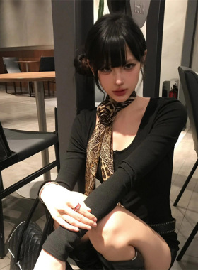 y2k美式辣妹豹纹玫瑰丝巾｜夏季