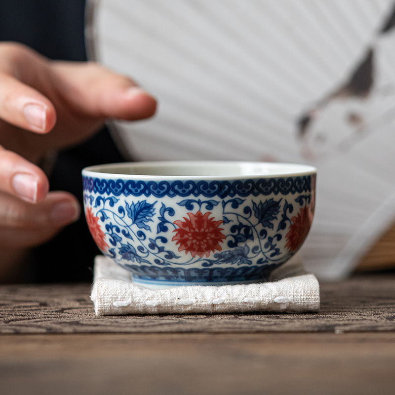 舍己宜物景德镇手绘主人杯手工品茗杯陶瓷茶杯主人杯单杯功夫茶杯