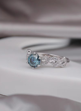 【初昕】S925银镀18K金莫桑钻戒指女满钻枝叶缠绕食指戒INS风指环