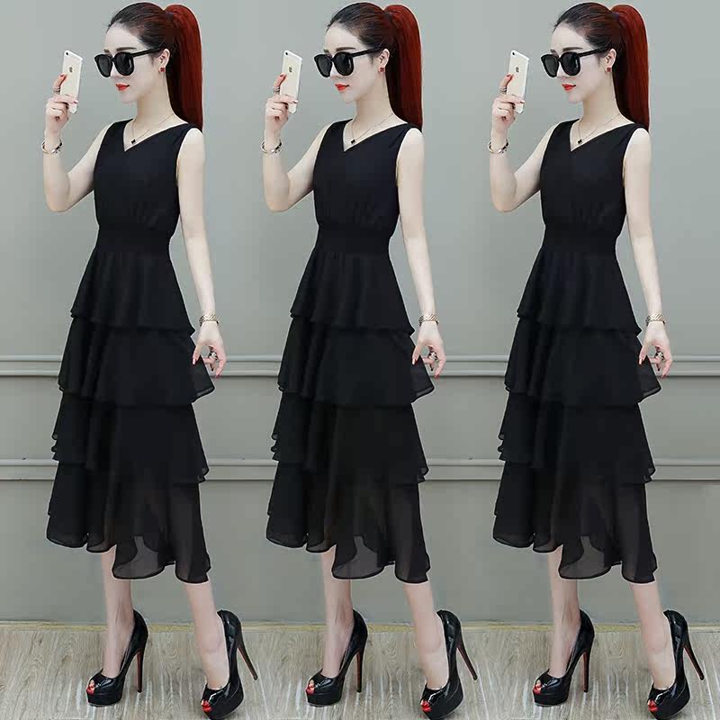 爱依服旗舰店雪纺女装夏天蛋糕裙子 尚吻蔓连衣裙