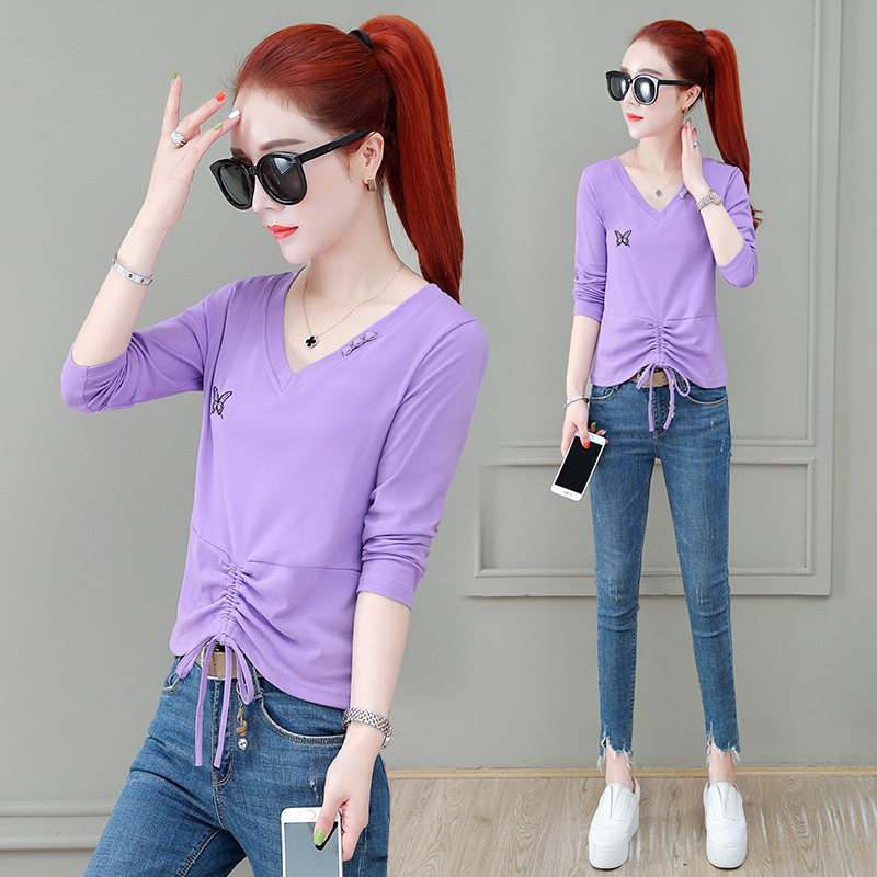 官方旗舰店官网搭2020夏季新款v领 尚吻蔓T恤