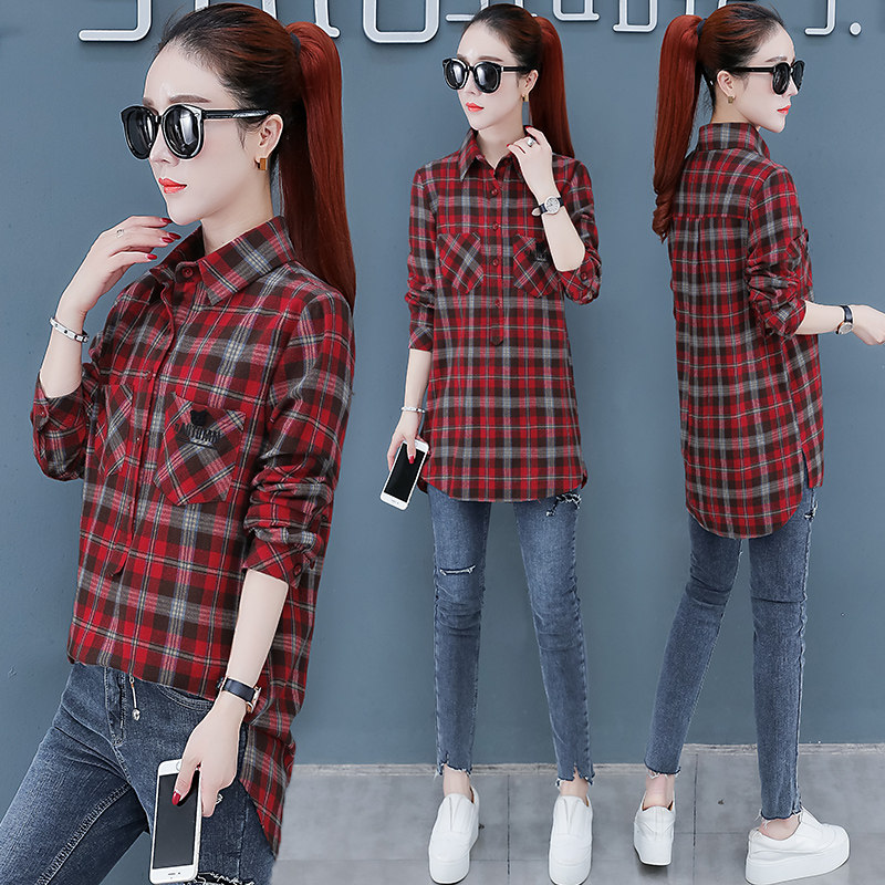 以纯官方旗舰店气质格子女2020衬衫 尚吻蔓衬衫
