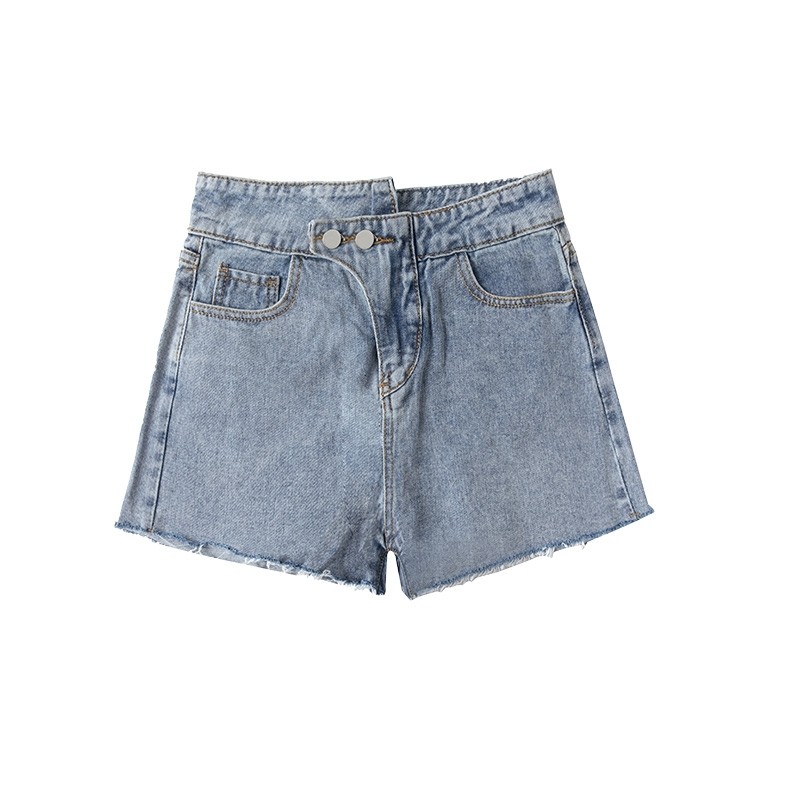 汔丐高腰斜门襟裤直筒宽松的牛仔裤 尚吻蔓牛仔裤