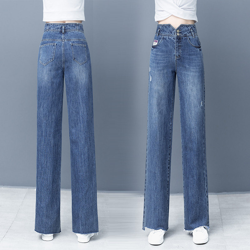 牛仔女高腰垂感修身2020以纯阔腿裤 尚吻蔓牛仔裤