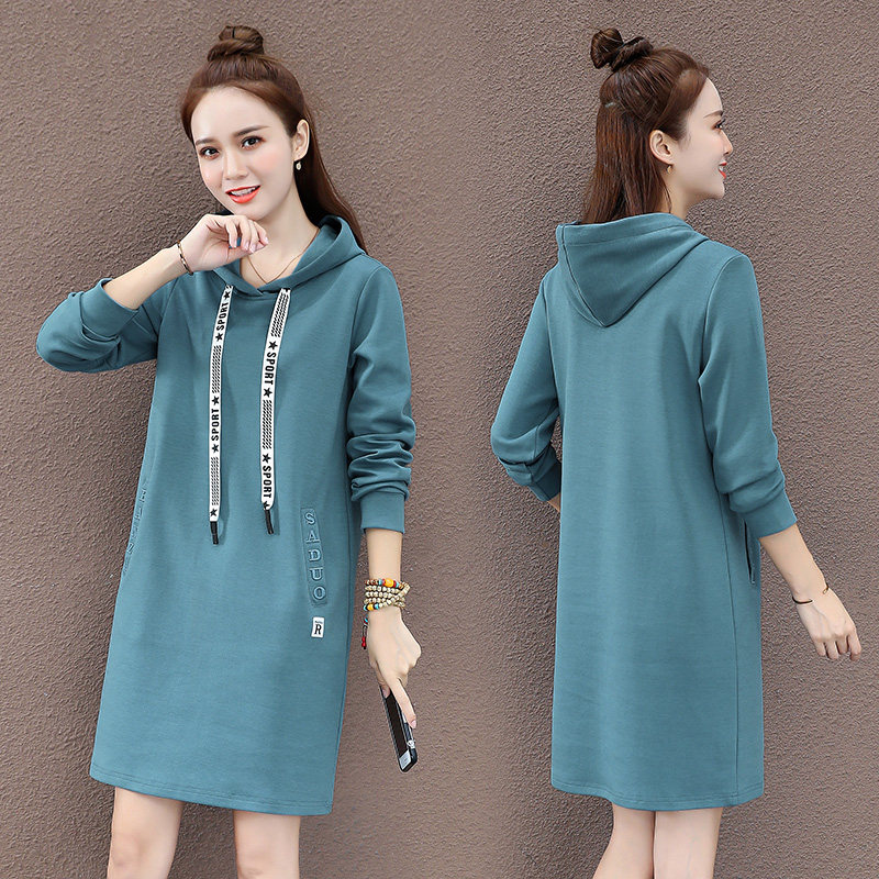 休闲中长款连帽春秋2020以纯卫衣裙 尚吻蔓卫衣/绒衫