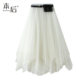 8808-Give a belt irregular gauze skirt mid-length style