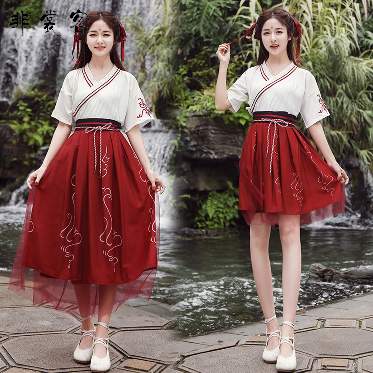 夏款少女改良中国风汉服两件套装裙 feichangke非裳客民族服装/舞台装