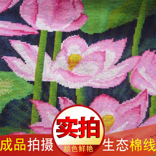 Pastoral Living Room Cross Stitch Lotus ຮູບໃຫມ່ຫ້ອງດໍາລົງຊີວິດ