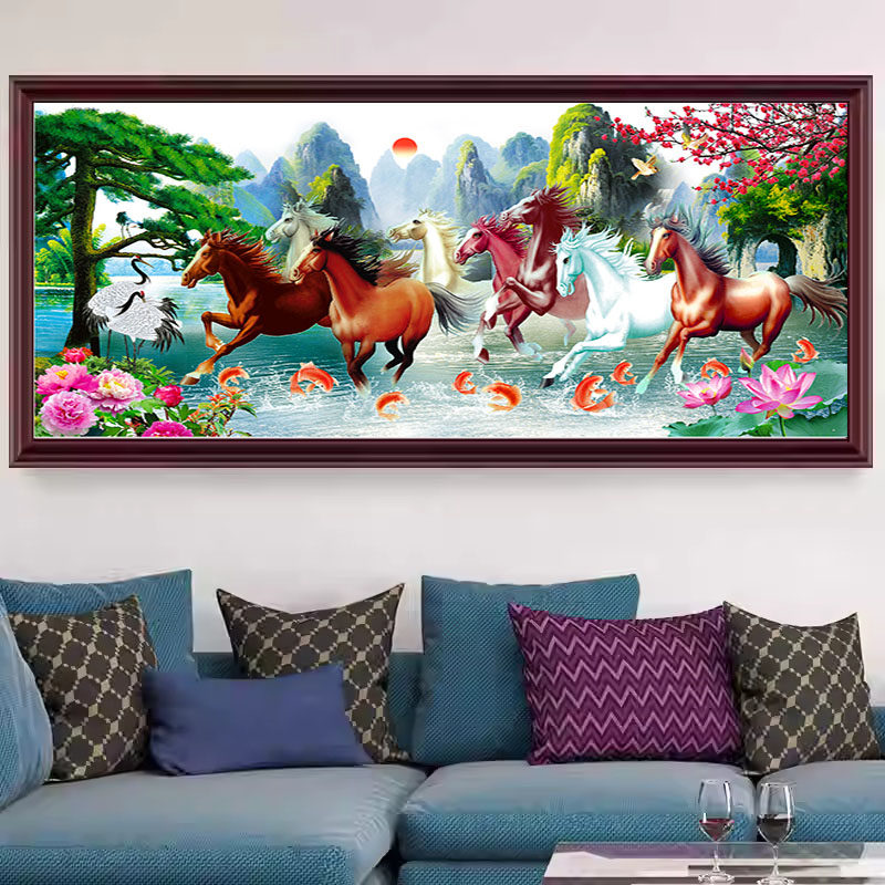 八骏图马到成功2026年新款5D水晶钻石画满钻点钻十字绣客厅砖石秀,淘宝优惠券,粉丝福利购,淘宝优惠卷