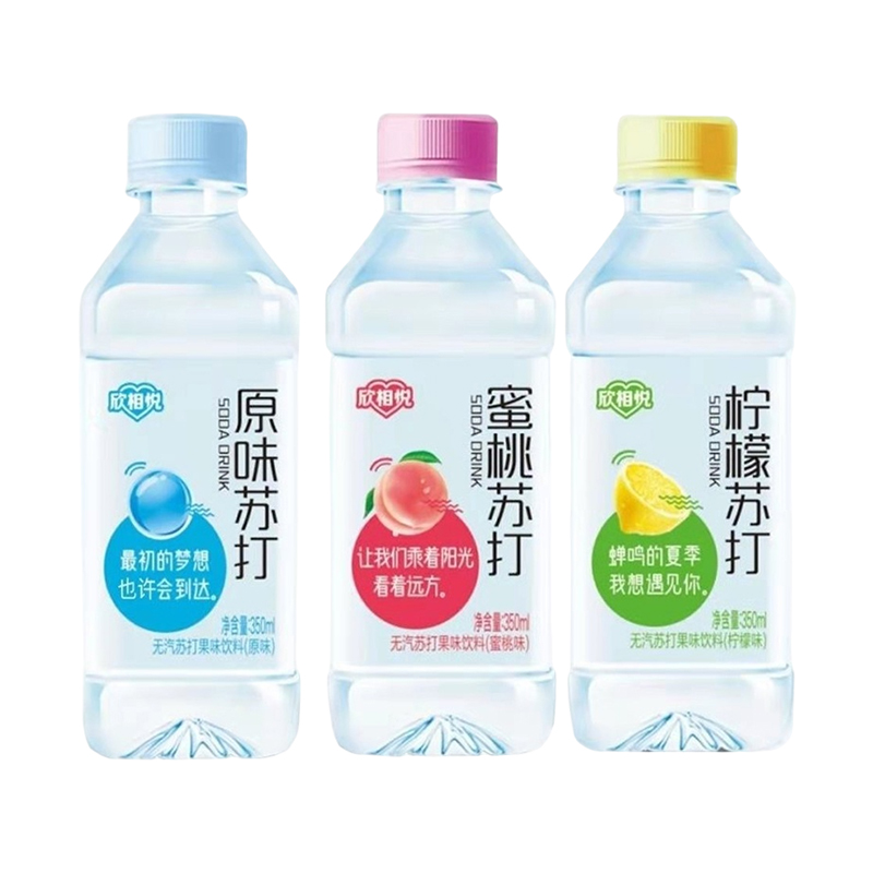 新日期欣相悦弱碱性苏打水350ml×24瓶无气果味饮用水饮料 - 图2