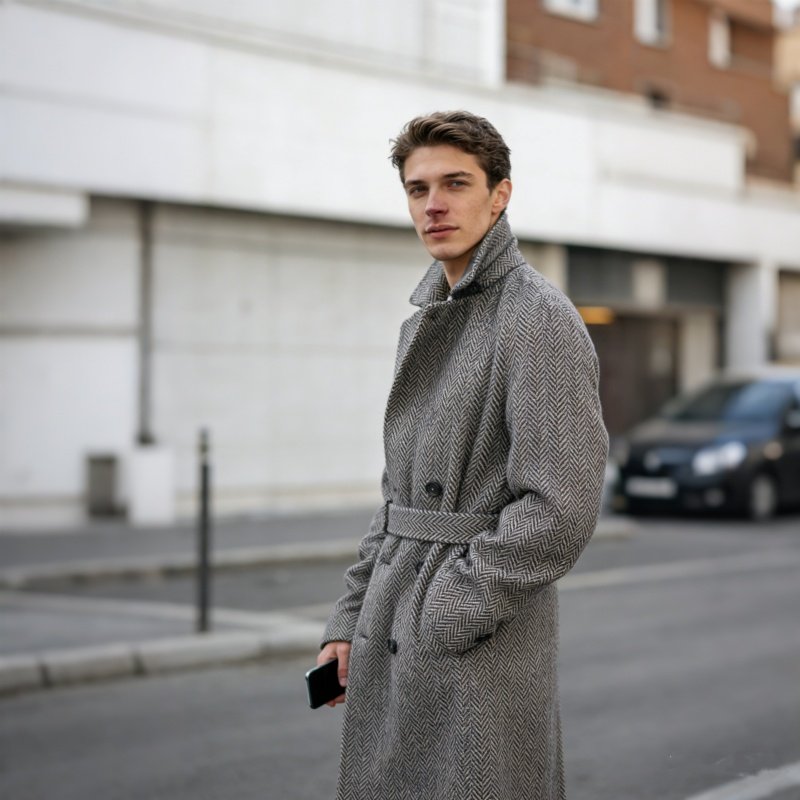 2025秋冬款男装毛呢大衣中长款风衣双排扣格子加厚时尚英伦大衣,淘宝优惠券,粉丝福利购,淘宝优惠卷