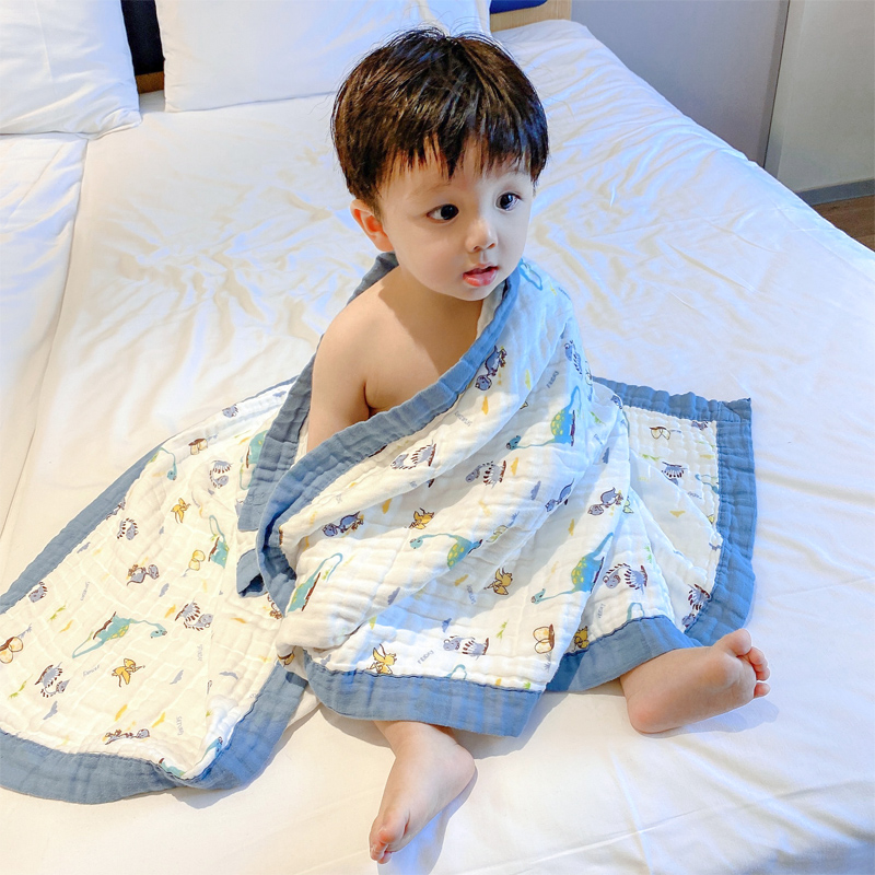 婴儿纱布浴巾超柔吸水新生儿童纯棉包被夏季母婴盖毯宝宝产房包巾 - 图0