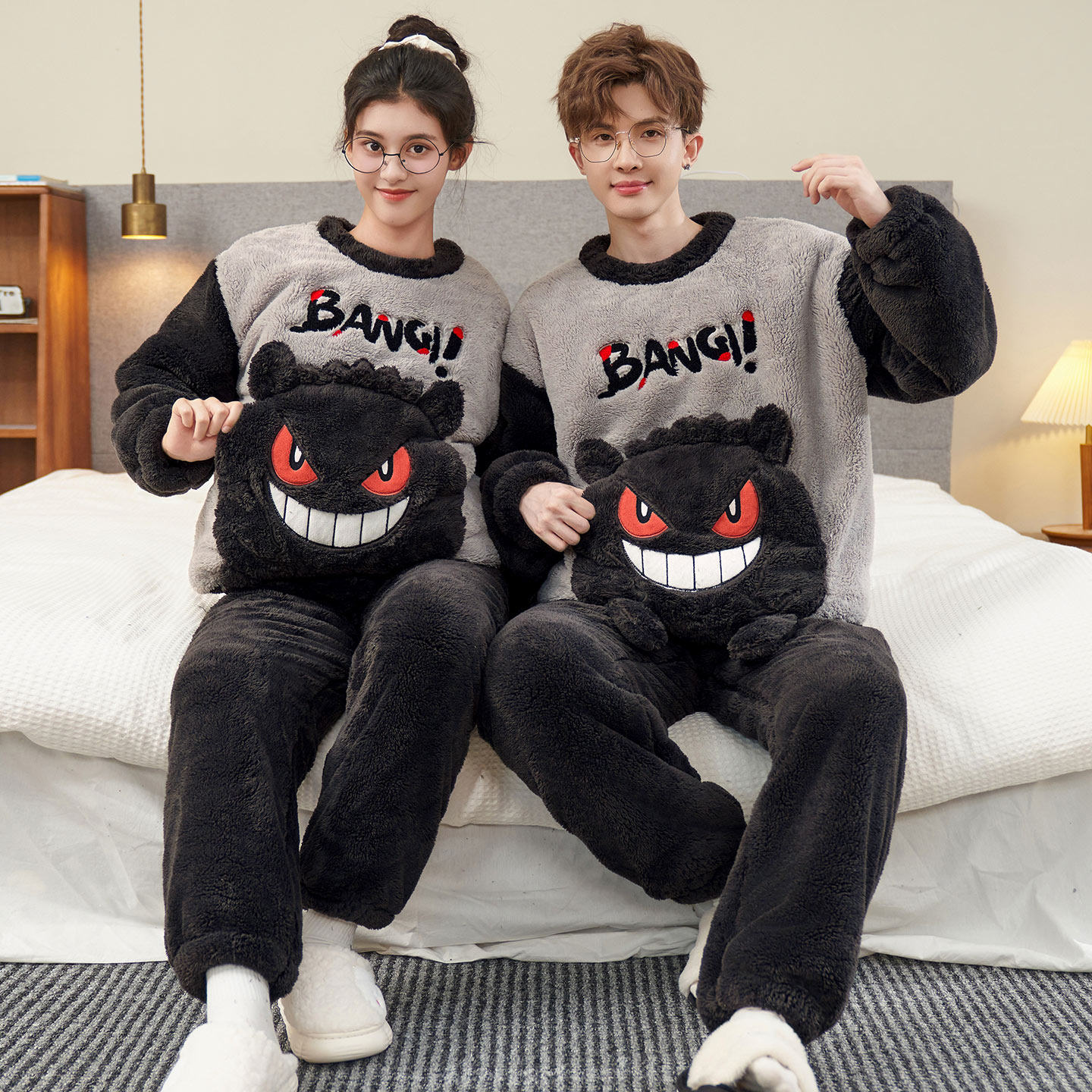 情侣睡衣秋冬季2025年新款珊瑚绒史迪仔加绒加厚款圆领家居服套装,淘宝优惠券,粉丝福利购,淘宝优惠卷